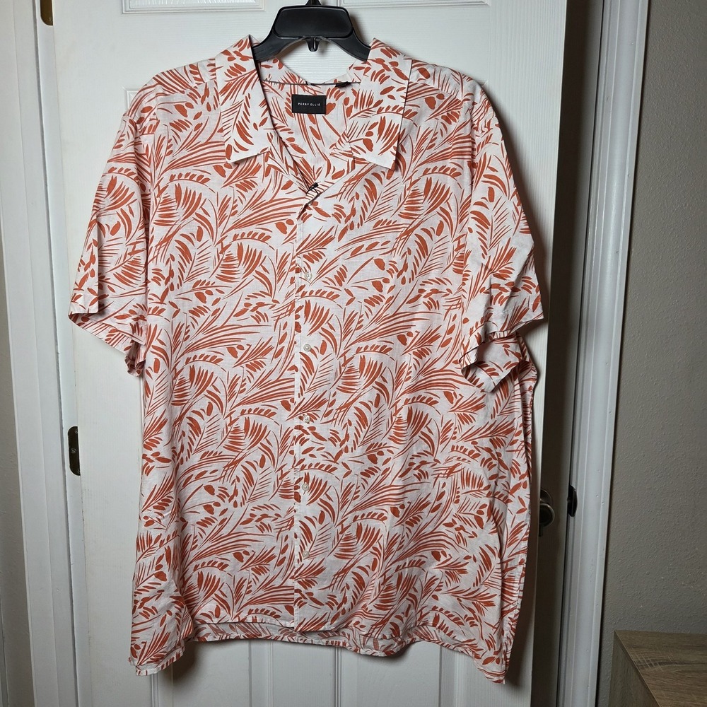 Perry Ellis sz 4X men's button up linen/cotton summer shirt NWT vacation resort